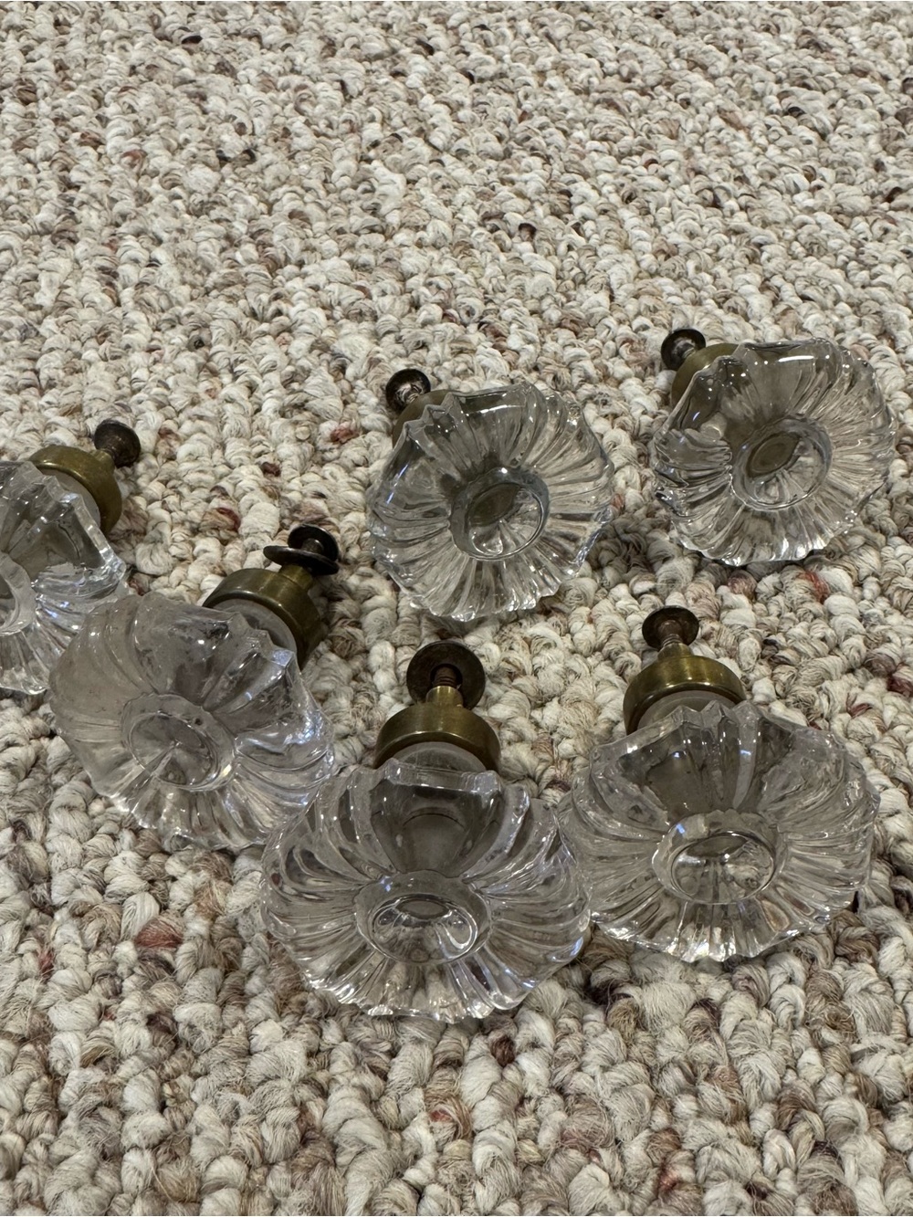 Antique Clear Heavy Crystal Drawer Pull Knobs - Picture 3 of 11